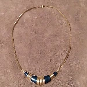 Beautiful Egyptian Style Blue & Gold Necklace